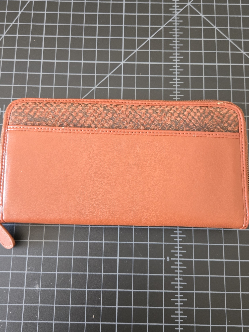 Chi by Falchi Lambskin Wallet with Snakeskin Trim Chestnut Floral Lining